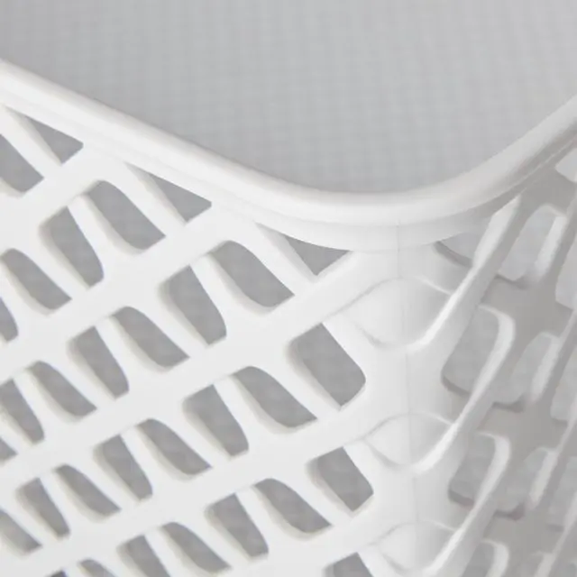 Alt view image 4 of 7 - Mainstays Medium White Decorative Plastic Storage Basket 14 x 11.5 x 5.3 Inches