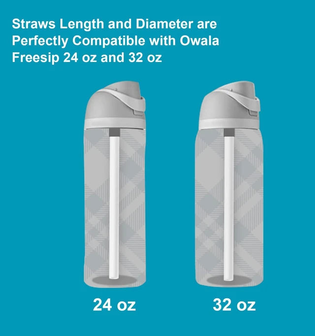Alt view image 3 of 5 - Replacement Straws for Owala Water Bottle 24oz,32oz - Accessories Set Includes 6 Pack BPA-Free Straws, 2 Pack Cleaning Brushes