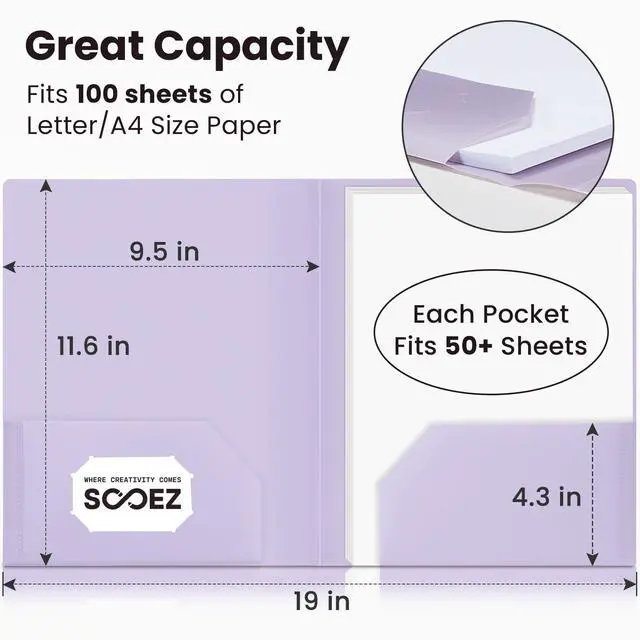 Alt view image 5 of 6 - Sooez 7Pack Heavy Duty Pocket Folders, Pastels Colors