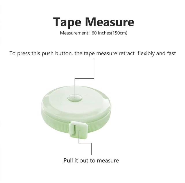 Alt view image 7 of 7 - GDMINLO 3 Pack Retractable Tape Measure 60-Inch/1.5M, Small Push Button Double Scales, for Body Fabric Sewing Tailor Knitting Craft Weight Loss