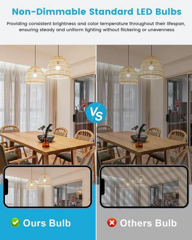 Alt view image 4 of 6 - A19 LED Light Bulb, 9W, E26, 5000K Cool White, 800LM, 60W Equivalent, UL Listed, 4 Pack