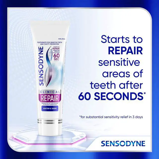 Alt view image 4 of 6 - Sensodyne Clinical Repair Whiten & Shine Toothpaste, 2.3 oz