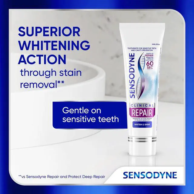 Alt view image 6 of 6 - Sensodyne Clinical Repair Whiten & Shine Toothpaste, 2.3 oz