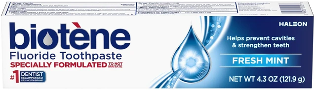 Main image of Biotene Fluoride Toothpaste for Dry Mouth Symptoms, Fresh Mint, 4.3oz