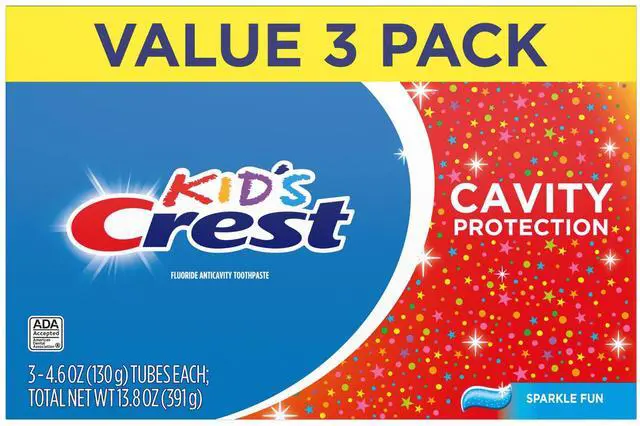 Alt view image 6 of 7 - Crest Cavity Protection Kids Toothpaste, Sparkle Fun, For Children 2+, 4.6 Oz (Pack of 3)