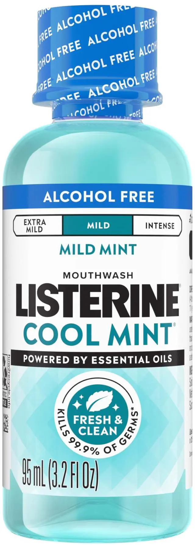 Main image of Listerine Cool Mint Alcohol Free Mouthwash, Mild Mint, 3.2fl oz/95 mL