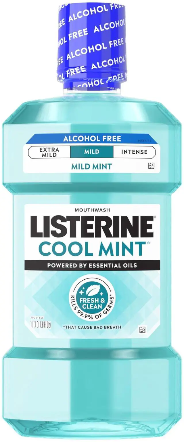 Main image of Listerine Cool Mint Alcohol Free Mouthwash, 33.8 fl oz (1 L)