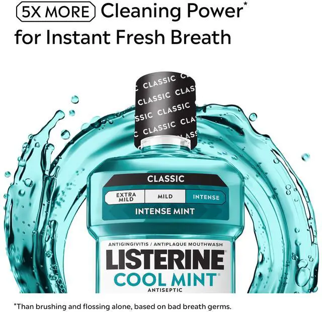 Alt view image 2 of 6 - Listerine Cool Mint Antiseptic Mouthwash, Intense Mint, 8.5fl oz / 250mL
