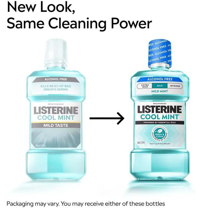 Alt view image 2 of 6 - Listerine Cool Mint Alcohol Free Mouthwash, 33.8 fl oz (1 L)