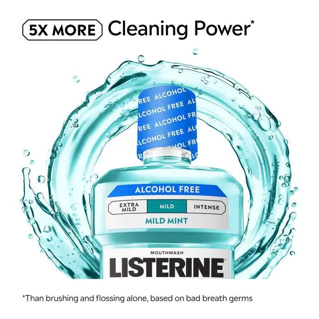 Alt view image 3 of 6 - Listerine Cool Mint Alcohol Free Mouthwash, 33.8 fl oz (1 L)
