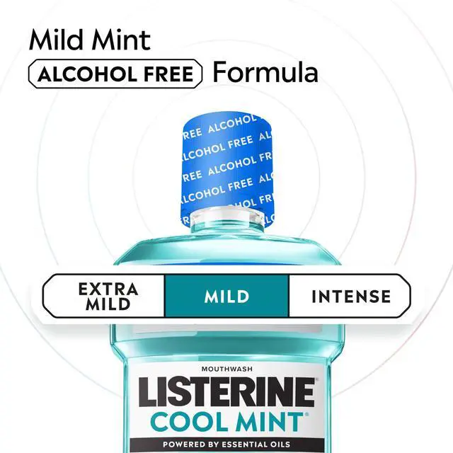 Alt view image 4 of 6 - Listerine Cool Mint Alcohol Free Mouthwash, 33.8 fl oz (1 L)