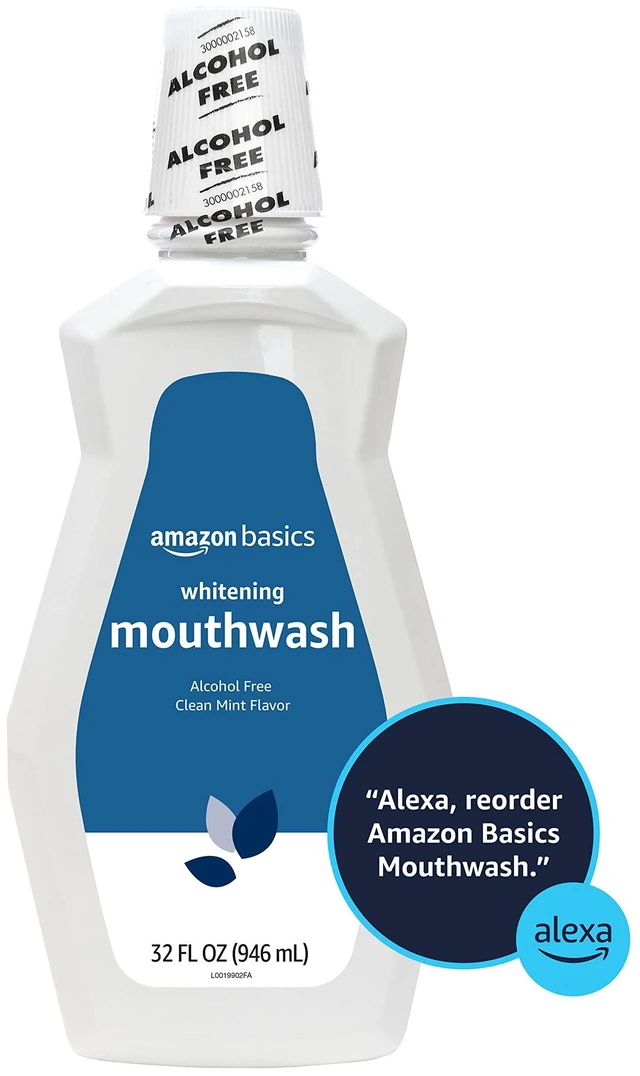 Alt view image 4 of 4 - Amazon Basics Teeth Whitening Mouthwash, Alcohol-Free, Clean Mint, Breath Freshener, 32 Fl Oz, 1-Pack