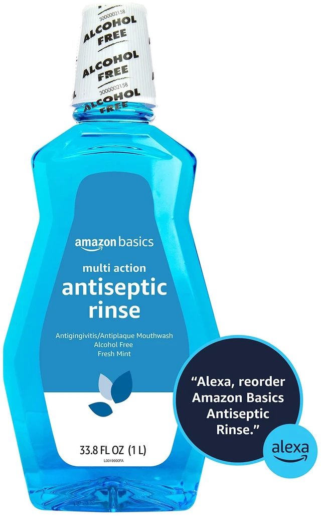 Alt view image 5 of 5 - Amazon Basics Multi Action Antiseptic Oral Rinse, Alcohol-Free, Antiplaque, Antigingivitis, Fresh Mint Flavor, 1Liter (33.8FluidOunces), 1-Pack