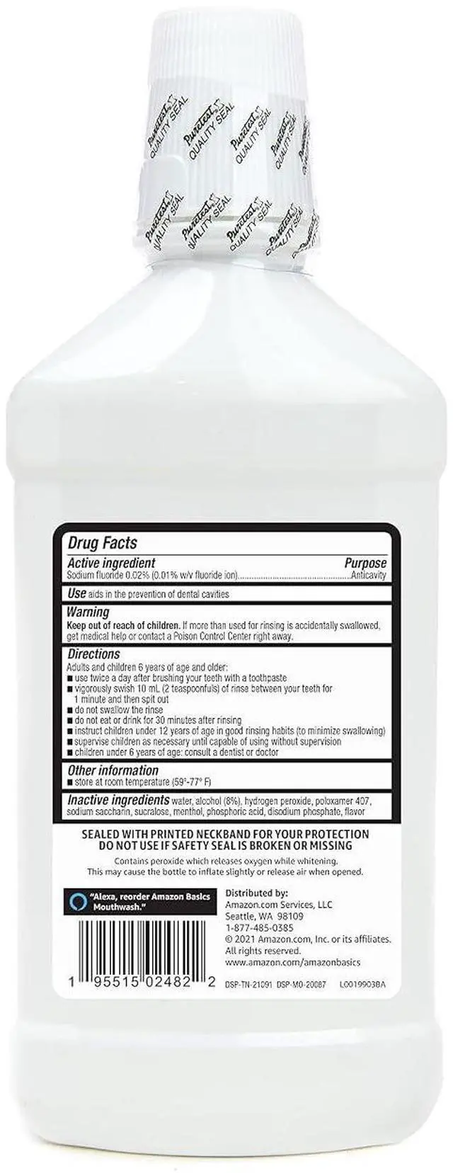 Alt view image 2 of 5 - Amazon Basics Whitening Anticavity Mouthwash, Fresh Mint Flavor, 16 Fluid Ounces, 1-Pack