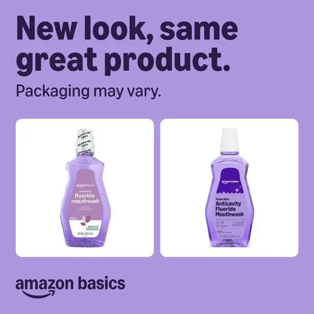 Alt view image 3 of 6 - Amazon Basics Anticavity Fluoride Mouthwash, Alcohol Free, Violet Mint, 1L (33.8Fl Oz), 1-Pack