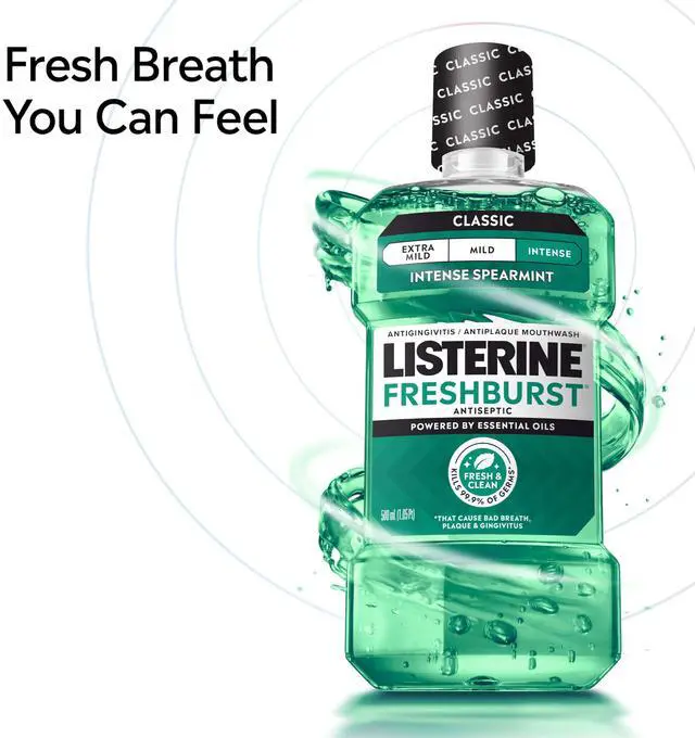 Alt view image 4 of 6 - Listerine Freshburst Antiseptic Mouthwash, Spearmint, 8.5 fl oz/250 mL