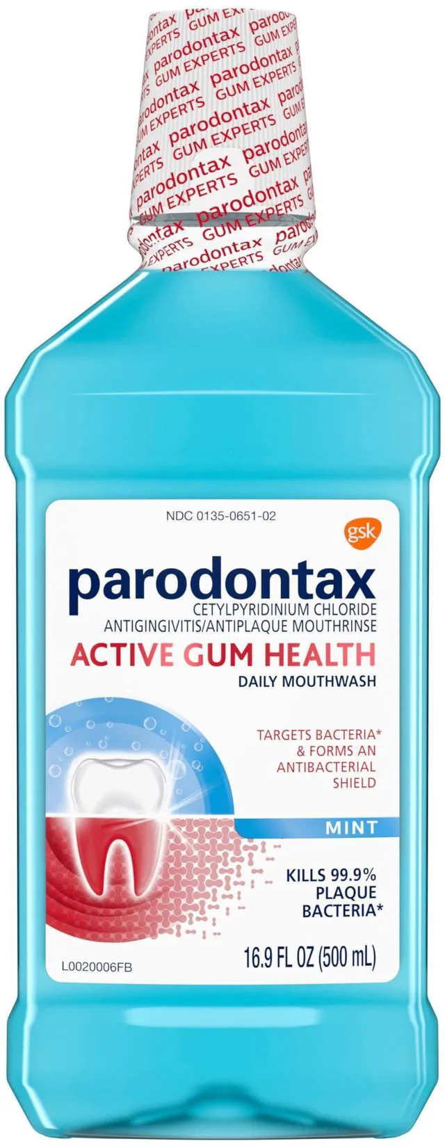Main image of Parodontax Active Gum Health Mouthwash, Antiplaque and Antigingivitis, Mint, 16.9Fl Oz