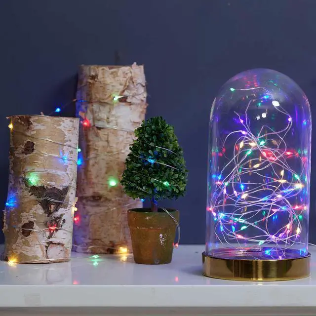 Alt view image 5 of 5 - Mainstays 50-Count Battery-Operated LED Multi-Color Wire Lights with 8 Lighting Modes