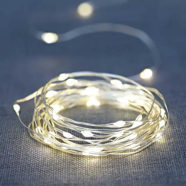 Main image of Mainstays Battery-Operated Warm White LED Wire Lights, 50-Count, 8 Modes