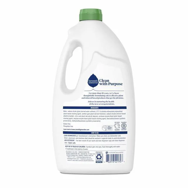 Alt view image 2 of 6 - Seventh Generation Free and Clear Scent Liquid Dishwasher Detergent, 42 fl oz