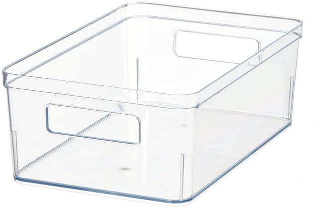 Main image of Mainstays Large Clear Plastic Pantry Organizer Bin with Handles, 12" x 7.5" x 4", for Kitchen Cabinet and Fridge