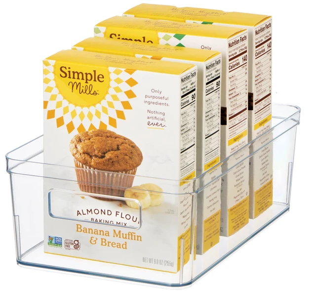 Alt view image 3 of 5 - Mainstays Large Clear Plastic Pantry Organizer Bin with Handles, 12" x 7.5" x 4", for Kitchen Cabinet and Fridge