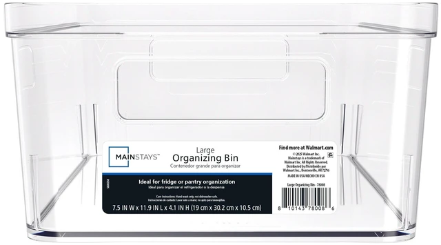 Alt view image 2 of 5 - Mainstays Large Clear Plastic Pantry Organizer Bin with Handles, 12" x 7.5" x 4", for Kitchen Cabinet and Fridge