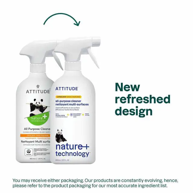 Alt view image 5 of 6 - ATTITUDE All Purpose Cleaner Spray, Citrus Zest, 27.1 fl oz, EWG Verified, 94% Plant-Based, Vegan, Streak-Free for Kitchen, Bathroom, Glass & More