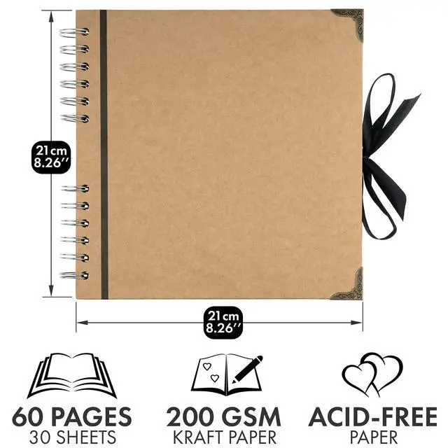 Alt view image 5 of 6 - Bstorify 60-Page 8x8 Inch Brown Scrapbook Album