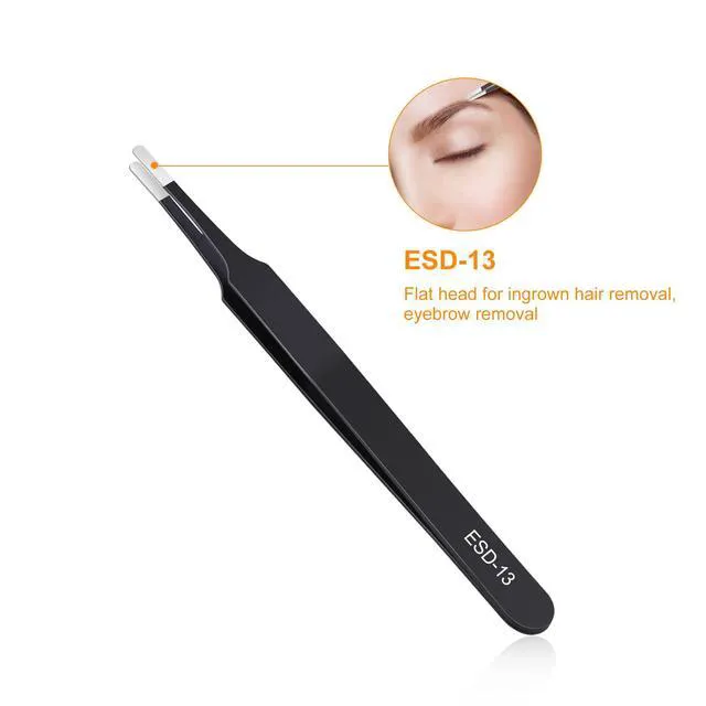 Alt view image 2 of 7 - Kaverme 3PCS Precision Tweezers Set, Anti-Static Stainless Steel