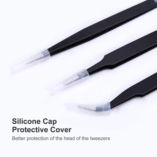 Alt view image 3 of 7 - Kaverme 3PCS Precision Tweezers Set, Anti-Static Stainless Steel