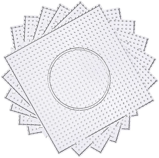 Main image of H&W 4PCS 5mm Fuse Beads Boards Large Clear Pegboards Kit with Gift 4 Ironing Paper (WA3-Z1)