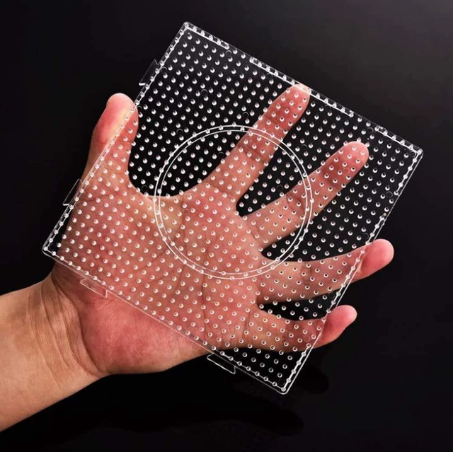 Alt view image 7 of 7 - H&W 4PCS 5mm Fuse Beads Boards Large Clear Pegboards Kit with Gift 4 Ironing Paper (WA3-Z1)