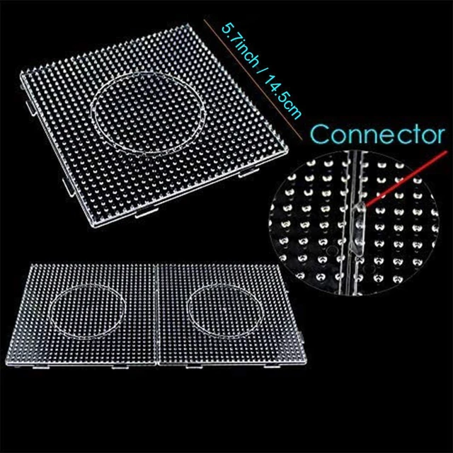Alt view image 5 of 7 - H&W 4PCS 5mm Fuse Beads Boards Large Clear Pegboards Kit with Gift 4 Ironing Paper (WA3-Z1)