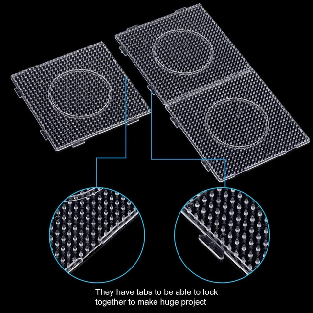 Alt view image 3 of 7 - H&W 4PCS 5mm Fuse Beads Boards Large Clear Pegboards Kit with Gift 4 Ironing Paper (WA3-Z1)