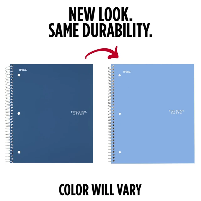 Alt view image 2 of 6 - Five Star 3 Subject College Ruled Spiral Notebook + Study App, 8.5"x11", 150 Sheets, Blue, 820003NH0