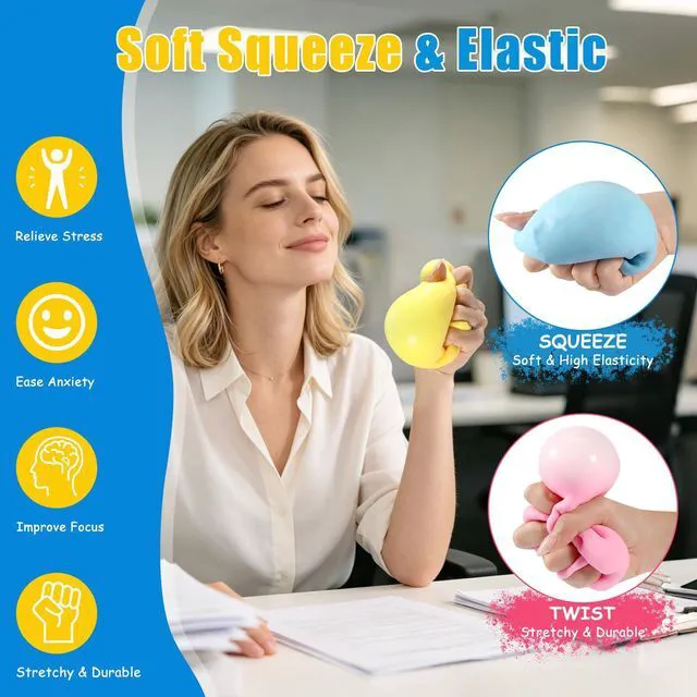 Alt view image 2 of 6 - Cheese Squishy Cube Stress Ball Fidget Sensory Toy, Novelty Stress Relief Gifts for Adults (Yellow, 2.4in)