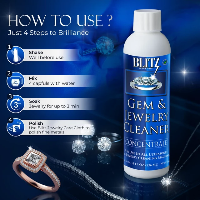 Alt view image 4 of 6 - Blitz Gem & Jewelry Cleaner Concentrate Refill for Ultrasonic Machines, 8 oz