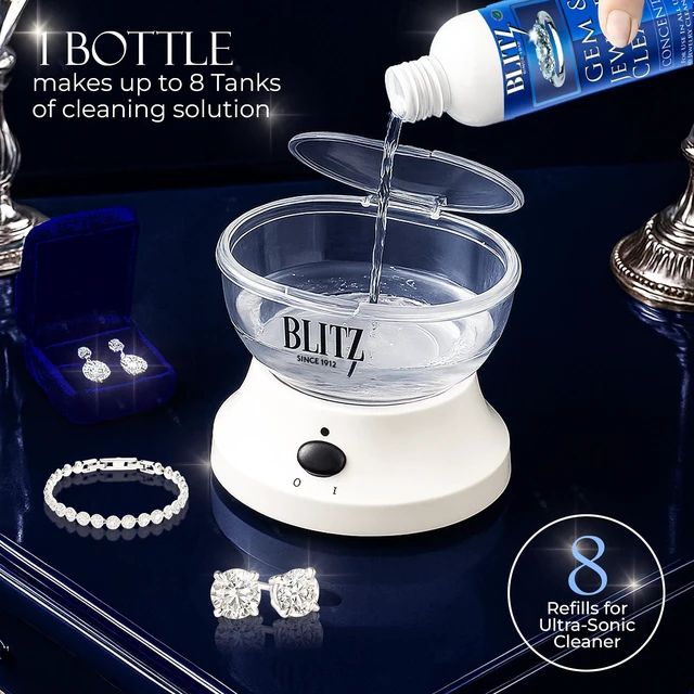 Alt view image 5 of 6 - Blitz Gem & Jewelry Cleaner Concentrate Refill for Ultrasonic Machines, 8 oz