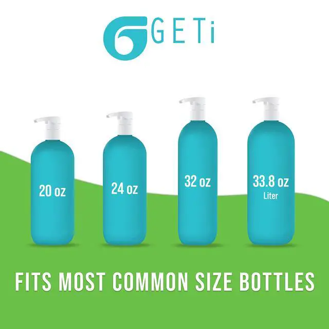 Alt view image 2 of 7 - Geti Beauty 2-Pack 33.8oz Shampoo Conditioner Pump Dispenser Fits Most Salon Brand Liter Bottles with 1-Inch Wide Opening, White