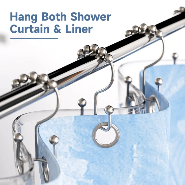 Alt view image 3 of 6 - Titanker Double Glide Shower Curtain Hooks Rings, Rust Resistant Metal, Set of 12, Nickel