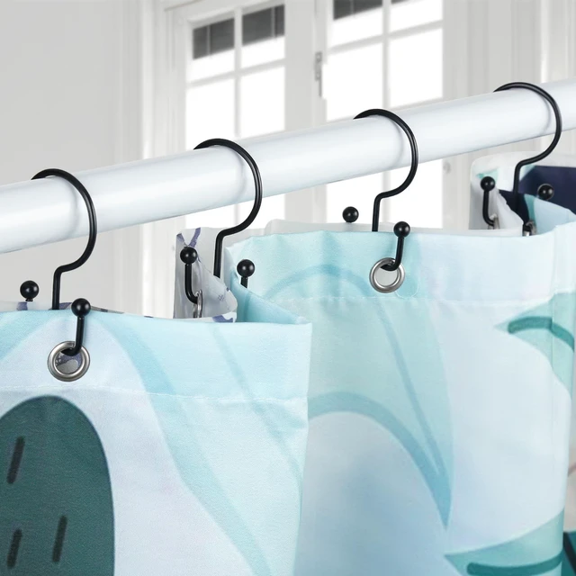 Alt view image 4 of 7 - Goowin 12 Pcs Double Glide Shower Curtain Hooks, Rust Proof, Black