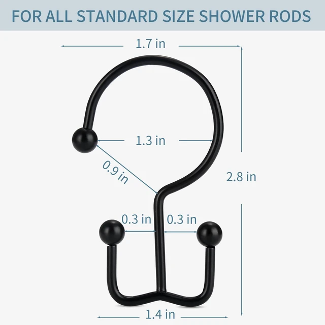 Alt view image 2 of 7 - Goowin 12 Pcs Double Glide Shower Curtain Hooks, Rust Proof, Black