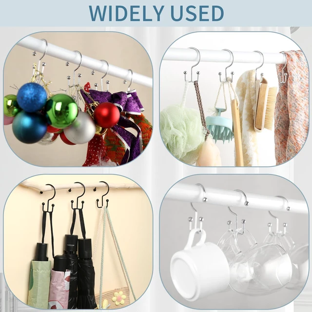 Alt view image 6 of 7 - Goowin 12 Pcs Double Glide Shower Curtain Hooks, Rust Proof, Black