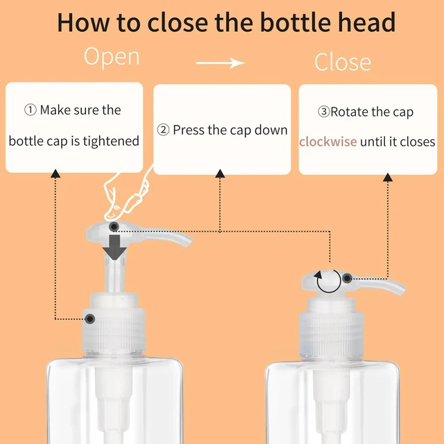 Alt view image 4 of 7 - Jansburg 2 Pack 100ml (3.4oz) Clear Flat Square Plastic Refillable Leakproof Empty Pump Bottle Dispenser for Essential Oil, Soap, Lotion, Shampoo