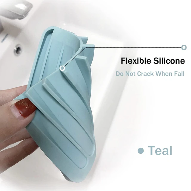 Alt view image 4 of 7 - Self-Draining Silicone Soap Holder, 3-Pack Waterfall Drainer for Bathroom, Extend Soap Life, Keep Dry & Clean, Easy Cleaning (Black, White, Gray)