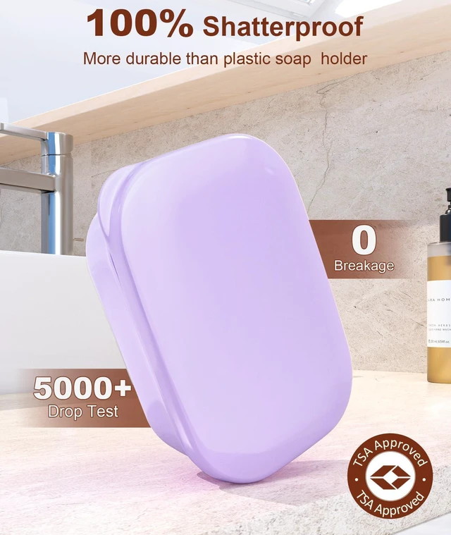 Alt view image 3 of 6 - Quatish 2 Pack Travel Soap Container with Lid, Portable Bar Soap Holder for Camping Gym Travel Bathroom, Pink, Purple