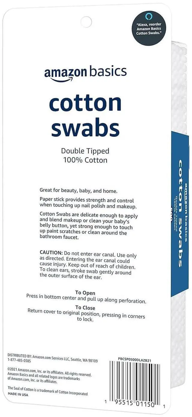 Alt view image 4 of 6 - Amazon Basics Double-Tipped Cotton Swabs for Personal Hygiene and Baby Care, 500 Count