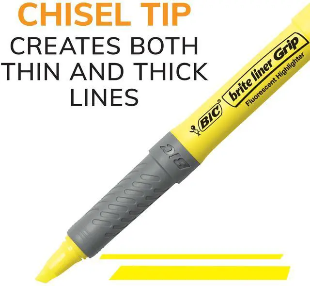 Alt view image 6 of 6 - BIC Brite Liner Grip Highlighter, Chisel Tip, Assorted Colors, 5-Count