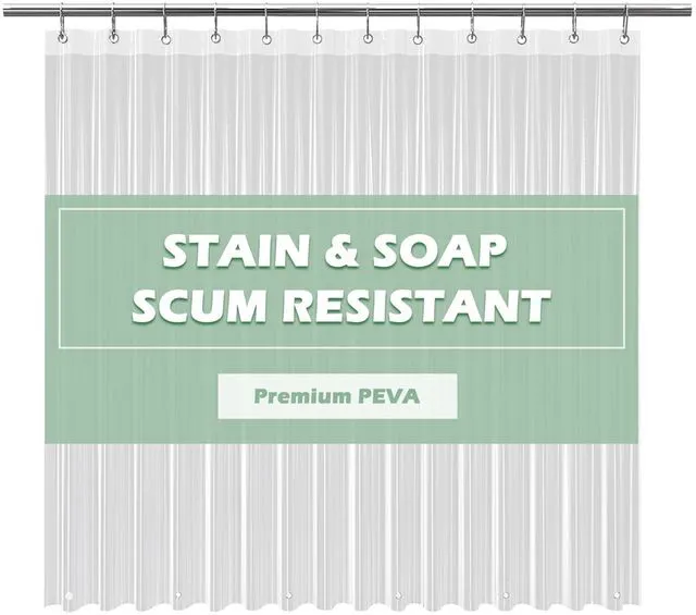 Main image of EHZNZIE Crystal Clear Shower Curtain Liner 72x72 PEVA Waterproof with 3 Weighted Magnets and Rustproof Metal Grommets No Chemical Smell